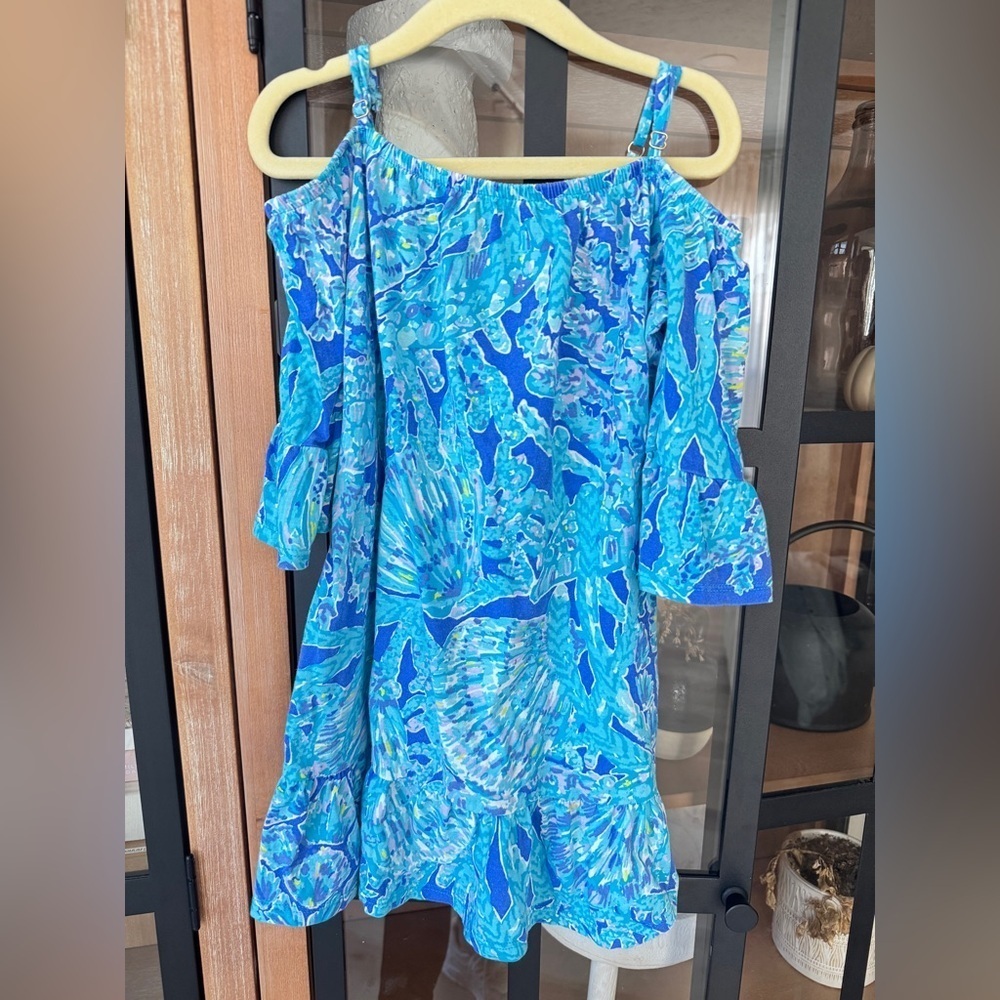 Lilly Pulitzer dress toddler girl Alanna Cold Shoulder Tunic Blue Crush Perfect